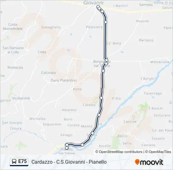 E75 Bus Line Map