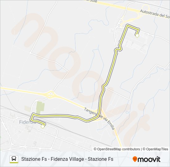 Percorso linea bus FIDENZA VILLAGE SHUTTLE