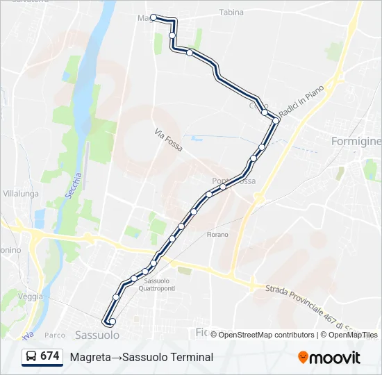 674 Bus Line Map