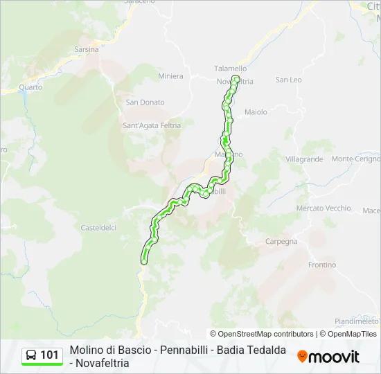 Percorso linea bus 101
