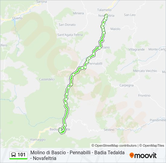 Percorso linea bus 101