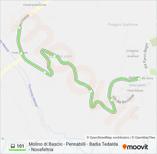 Percorso linea bus 101