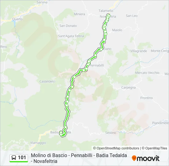 Percorso linea bus 101