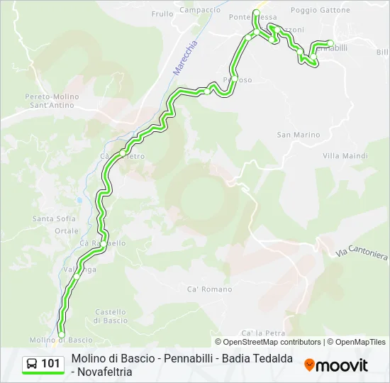 Percorso linea bus 101