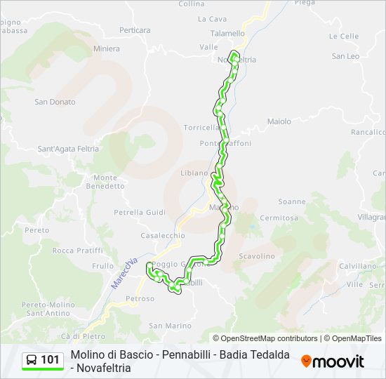 Percorso linea bus 101
