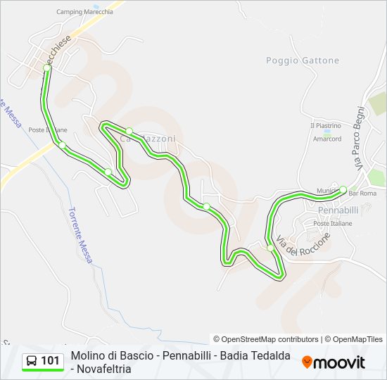Percorso linea bus 101