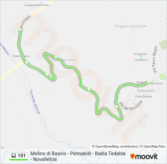 Percorso linea bus 101