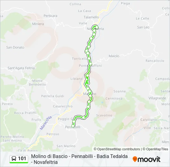 Percorso linea bus 101
