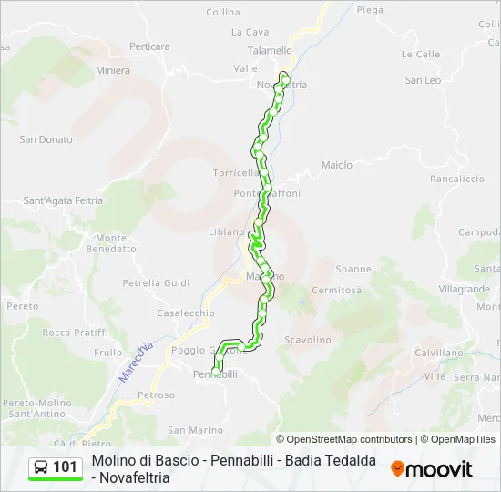 Percorso linea bus 101