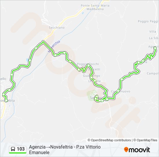 103 bus Line Map