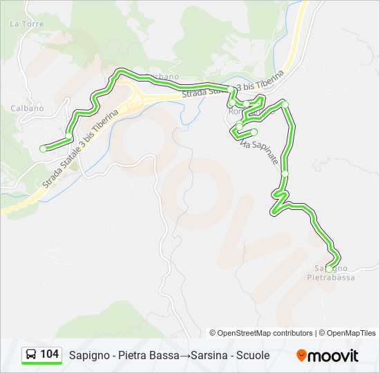 Percorso linea bus 104