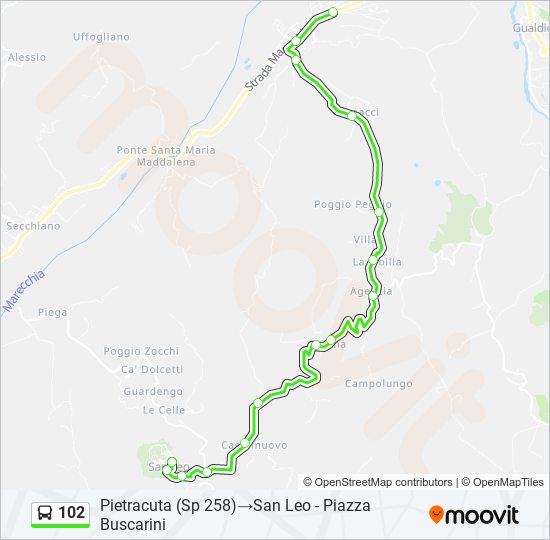 102 bus Line Map