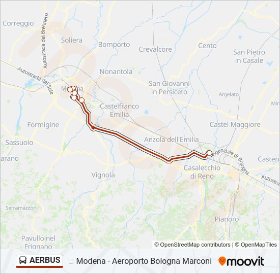 Percorso linea bus AERBUS