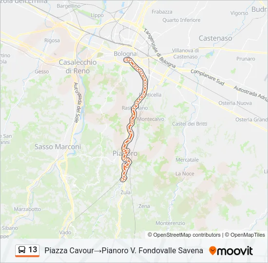 13 Bus Line Map