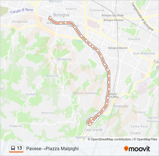 Percorso linea bus 13