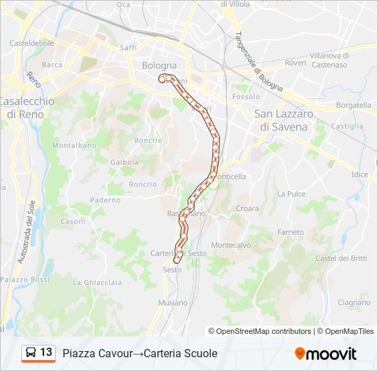 Percorso linea bus 13