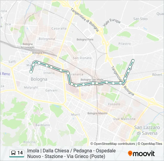 Percorso linea bus 14