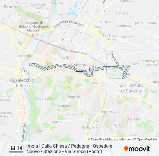 Percorso linea bus 14