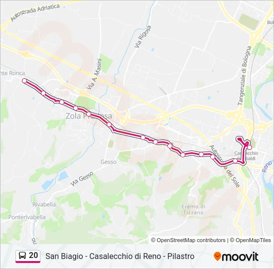Percorso linea bus 20
