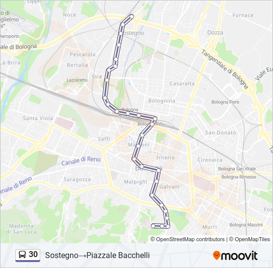 Linea 30: Orari, Fermate E Mappe - Sostegno‎→Piazzale Bacchelli ...