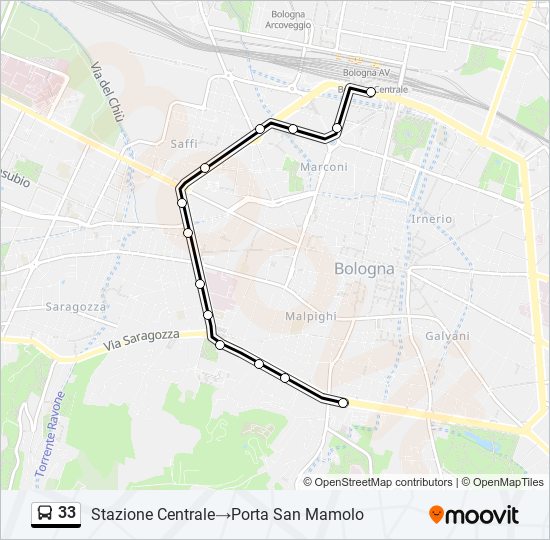 Percorso linea bus 33