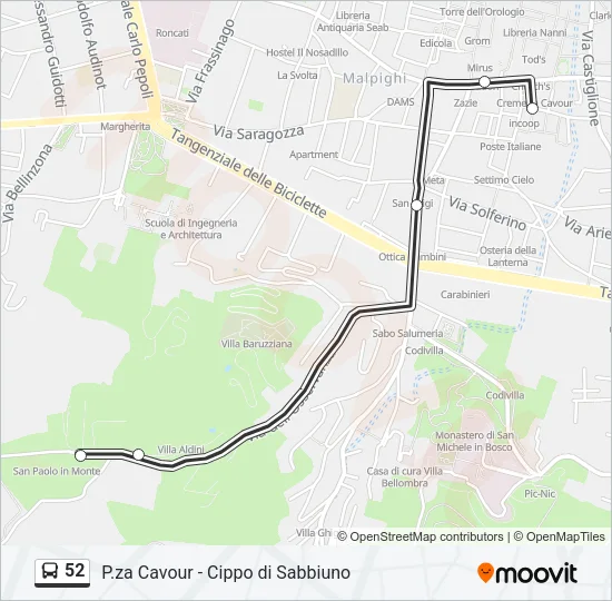 Percorso linea bus 52