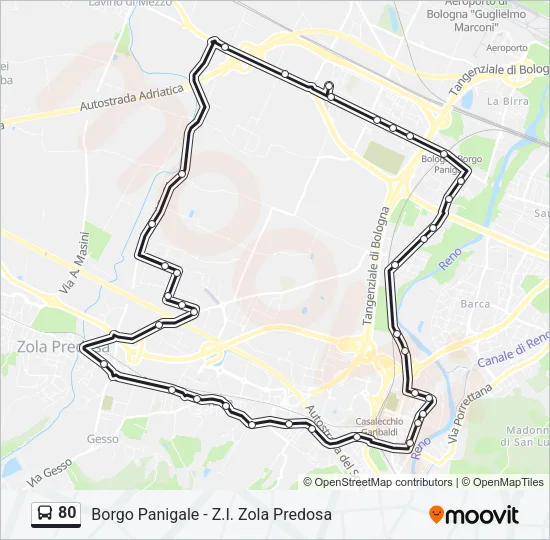 80 Bus Line Map