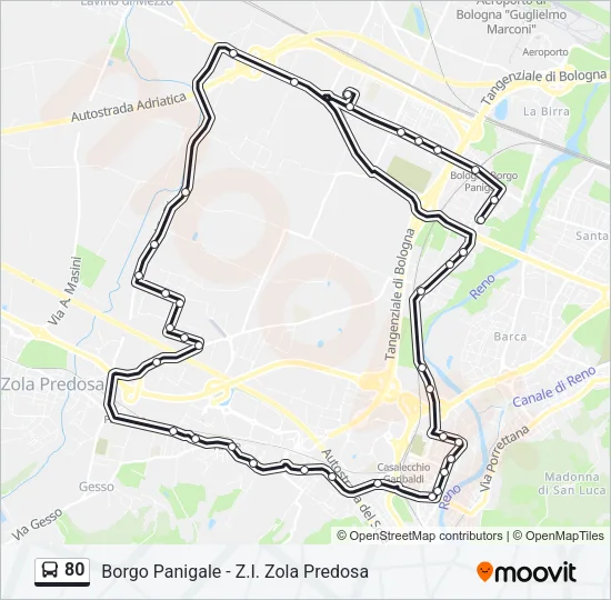 80 Bus Line Map