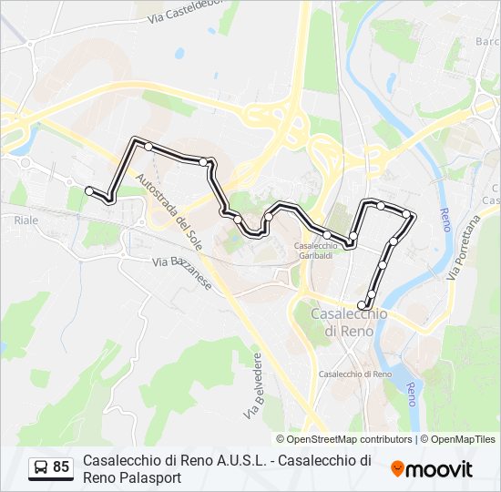 Percorso linea bus 85