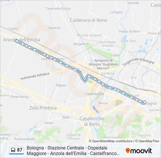 Percorso linea bus 87