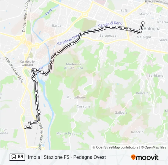 Percorso linea bus 89