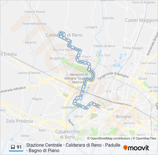 Percorso linea bus 91