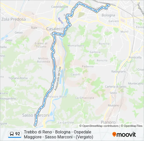 92 Bus Line Map