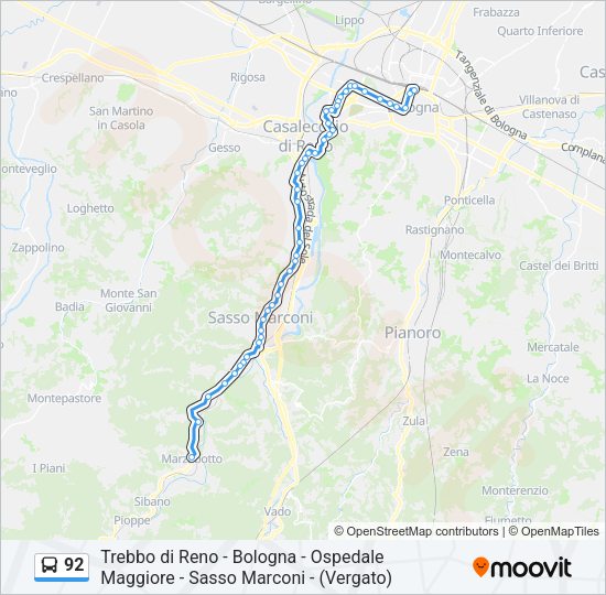 Percorso linea bus 92