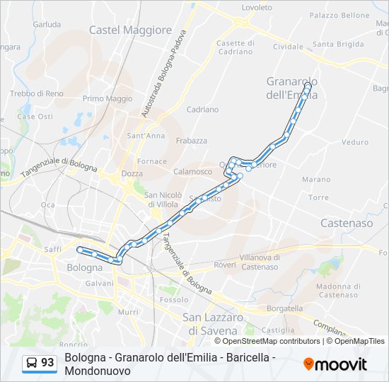 Percorso linea bus 93