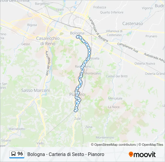 96 Bus Line Map