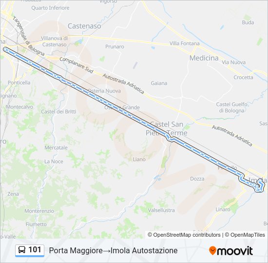 Percorso linea bus 101