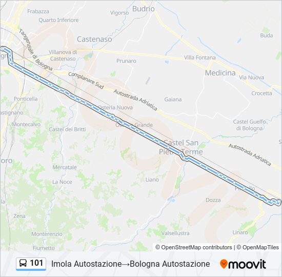 Percorso linea bus 101