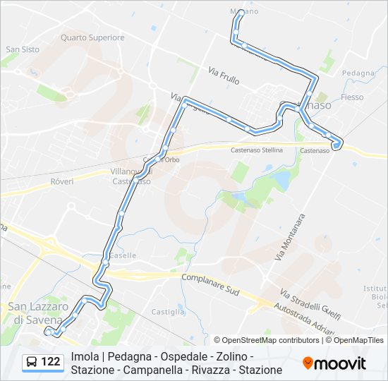 Percorso linea bus 122