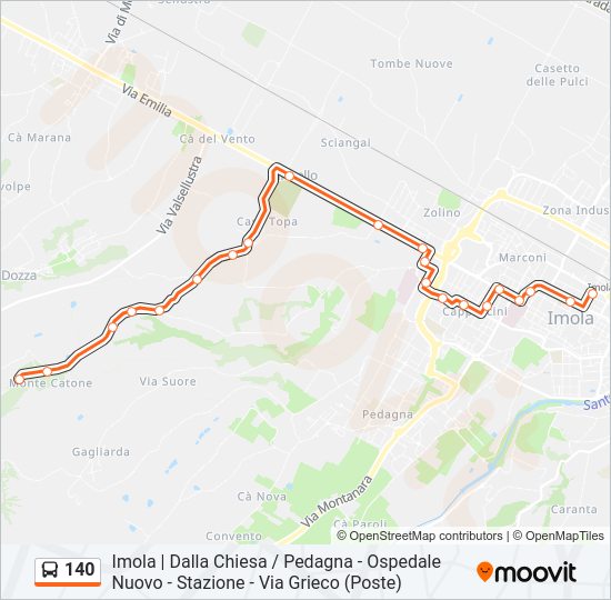 Percorso linea bus 140