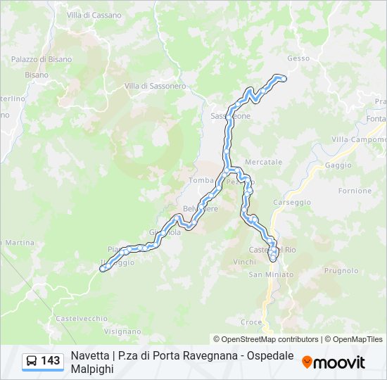 Percorso linea bus 143