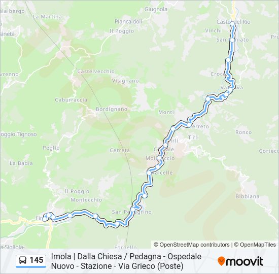 Percorso linea bus 145