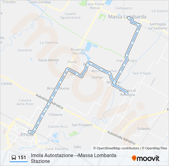 Percorso linea bus 151