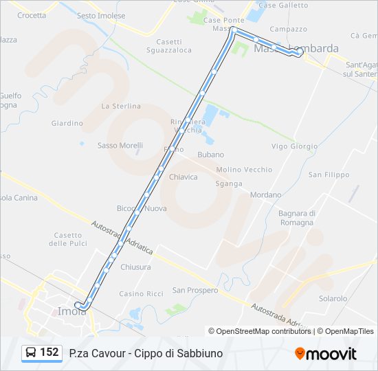 152 bus Line Map