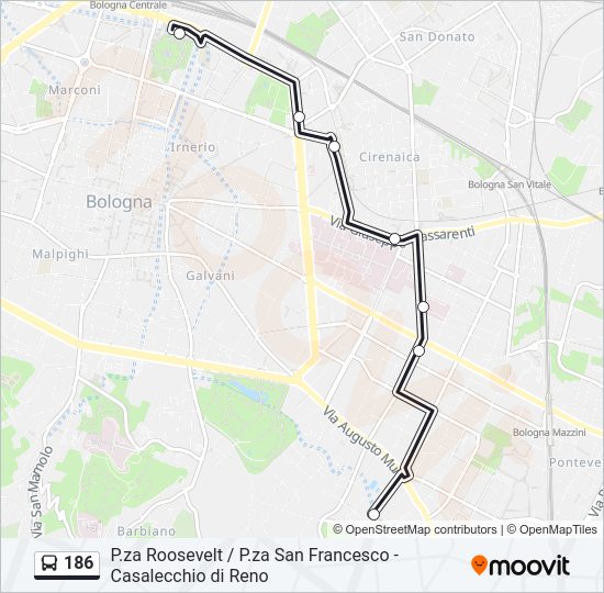 Percorso linea bus 186