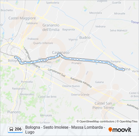 Percorso linea bus 206
