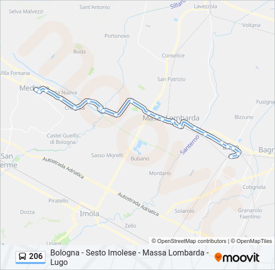 Percorso linea bus 206