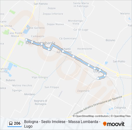 Percorso linea bus 206