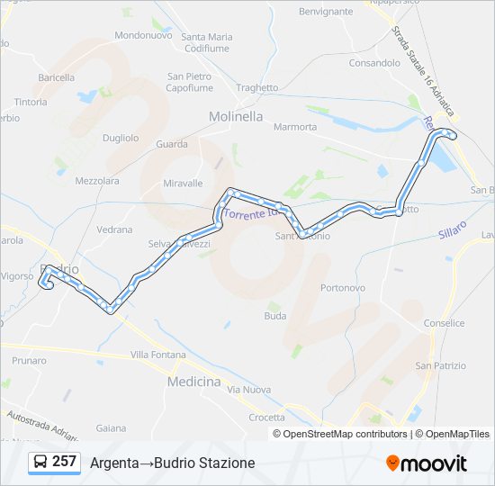 257 bus Line Map