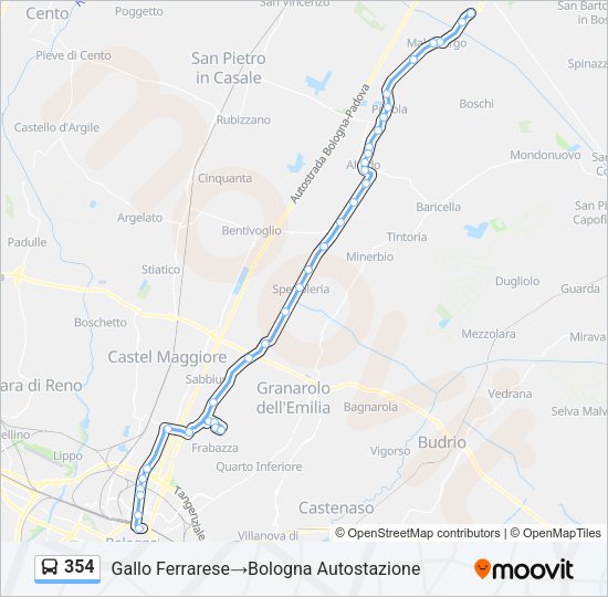 Percorso linea bus 354